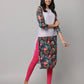 Floral & Solid Mix & Match Round Neck 3/4th Sleeve Kurta