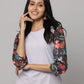 Floral & Solid Mix & Match Round Neck 3/4th Sleeve Kurta