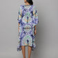 Anavarana Abstract Print U Neck Kaftan With Waist String & Tunnel