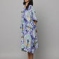 Anavarana Abstract Print U Neck Kaftan With Waist String & Tunnel