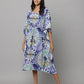 Anavarana Abstract Print U Neck Kaftan With Waist String & Tunnel