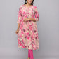 Aliya Pink V Neck Embroidered Kurta