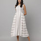 White Y/D Stripe Round Neck Dress with Sea Shell