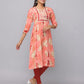 Anavarana's Chic Peach Floral Embroidered Kurta