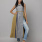 Y/D Stripe Grey & Mustard Sleeveless Kurta