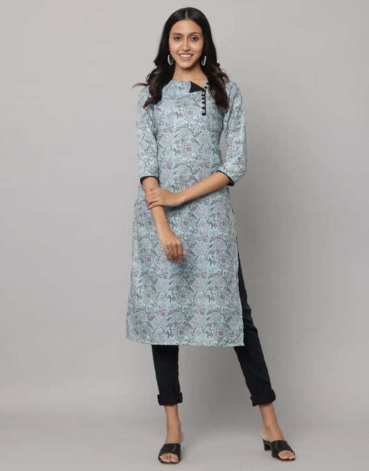 Floral Printed 3/4th Sleeves Kurta