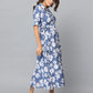 Floral Print Slim Fit Elbow Length Sleeve Dress