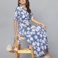 Floral Print Slim Fit Elbow Length Sleeve Dress