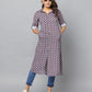 Checks Print Slim Fit 3/4th Sleeve Kurta