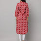 Floral Print Mandarin Collar 3/4th Sleeves Kurta