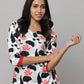 Floral Print 3/4th Sleeve V Neck Long Kurta