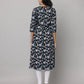 Floral Print Mandarin Collar 3/4th Sleeve Kurta