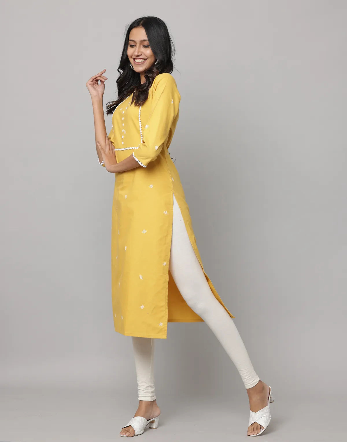 3/4 Sleeves Straight Cut Kurta