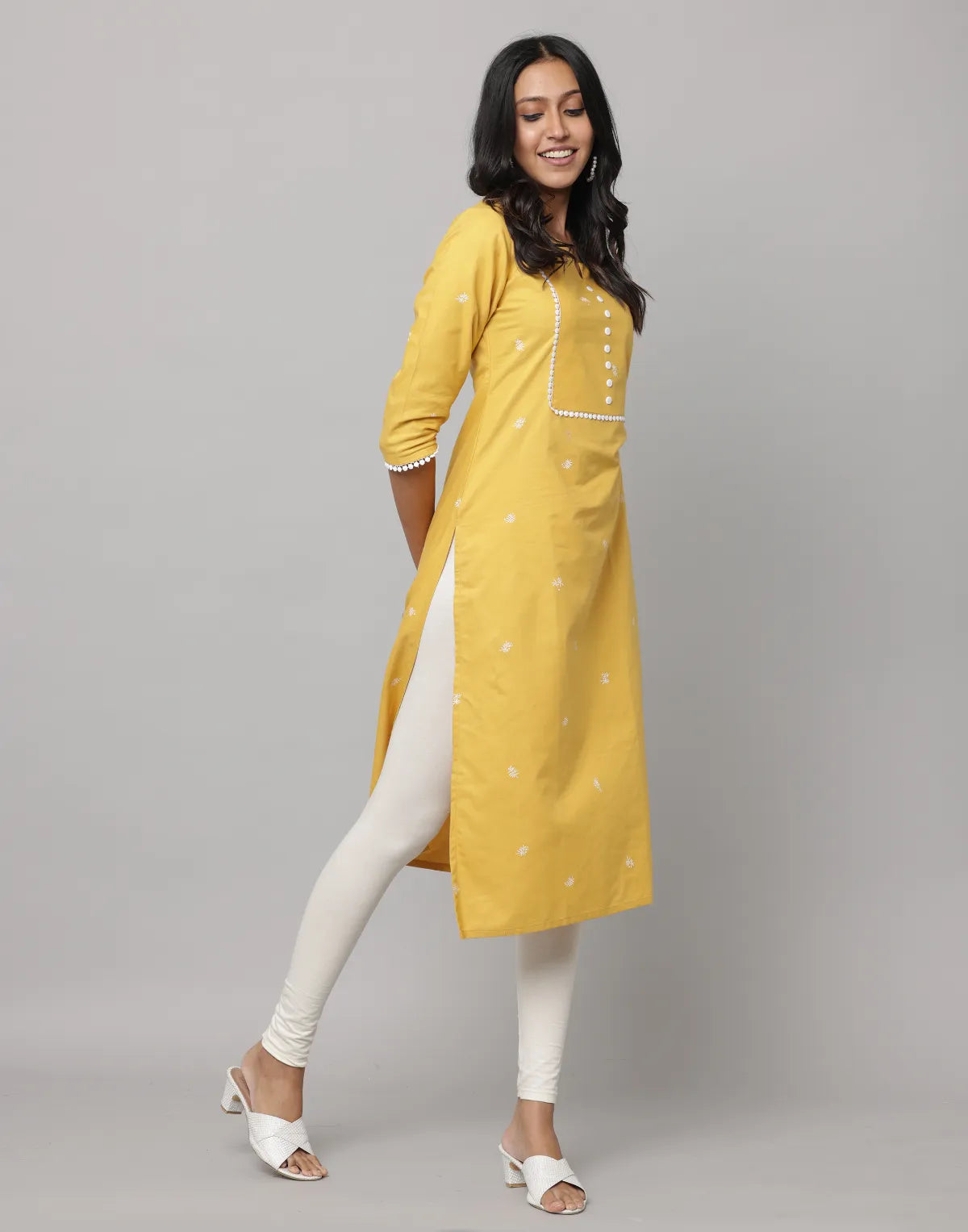 3/4 Sleeves Straight Cut Kurta