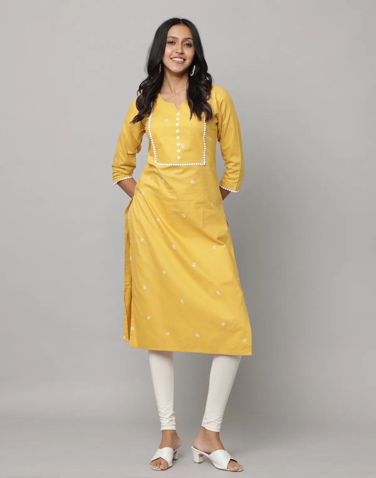 3/4 Sleeves Straight Cut Kurta