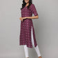 Floral Print Elbow Length Sleeve Straight Cut Kurta