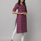 Floral Print Elbow Length Sleeve Straight Cut Kurta