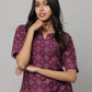 Floral Print Elbow Length Sleeve Straight Cut Kurta