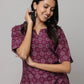 Floral Print Elbow Length Sleeve Straight Cut Kurta