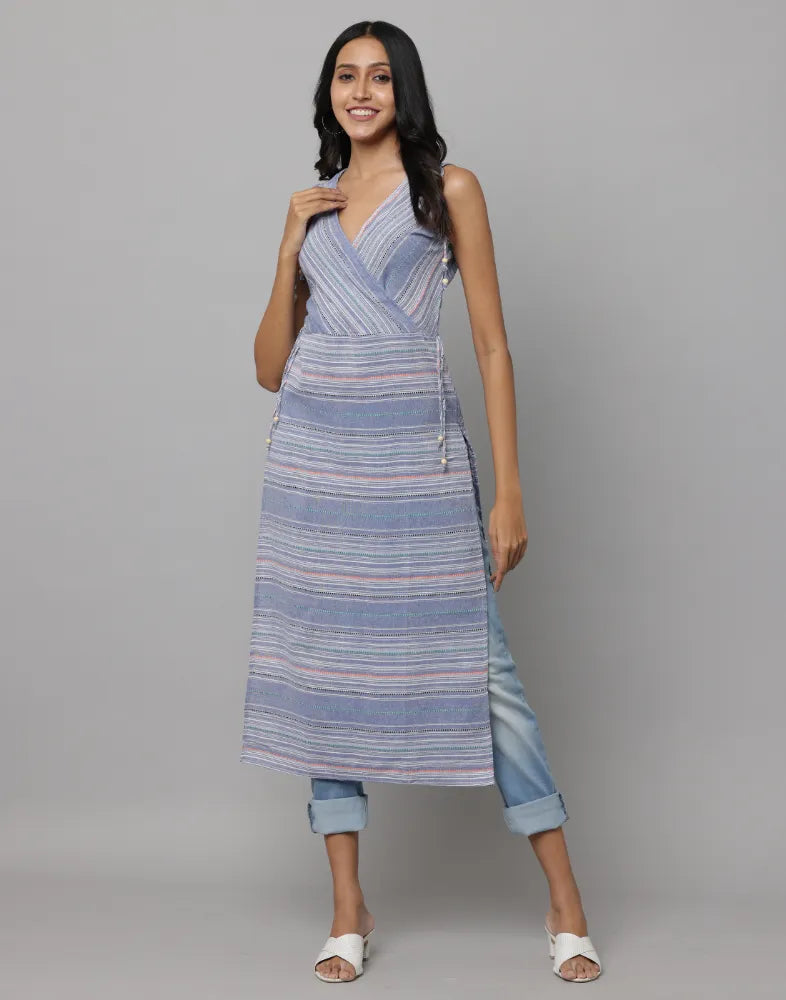 Printed Stripes Sleeveless kurta