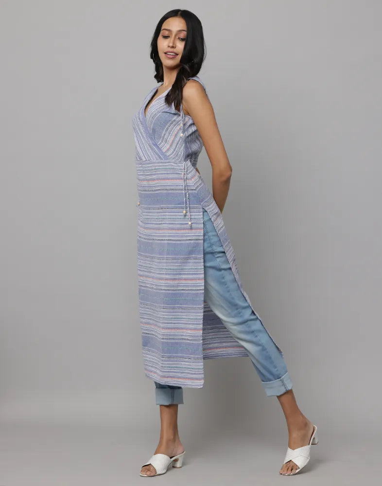 Printed Stripes Sleeveless kurta