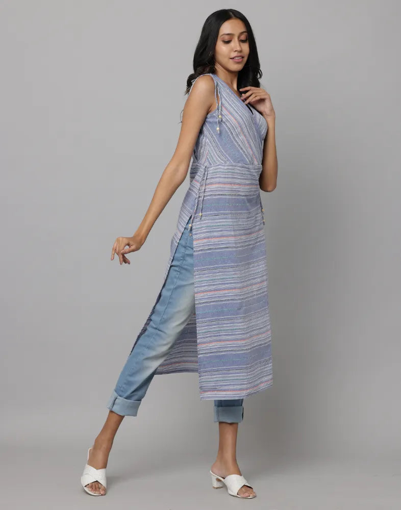 Printed Stripes Sleeveless kurta