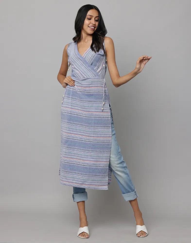 Printed Stripes Sleeveless kurta