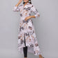 Floral Print Slim Fit Front Open Placket 3/4th Sleeve Kurta With Side Pockets