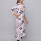 Floral Print Slim Fit Front Open Placket 3/4th Sleeve Kurta With Side Pockets