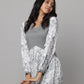 Floral & Solid MIxmatch Full Sleeve V Neck Dress