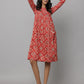 Floral Print 3/4th Sleeves Dress