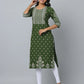 Floral Print Slim Fit 3/4th Sleeve Kurta