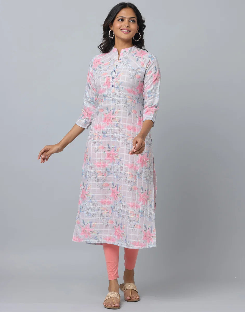 3/4 Sleeve Floral Kurta