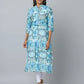 Floral Print 3/4 Sleeve Kurta