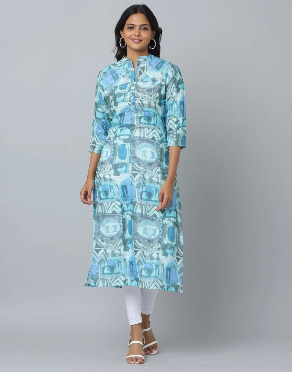 Floral Print 3/4 Sleeve Kurta