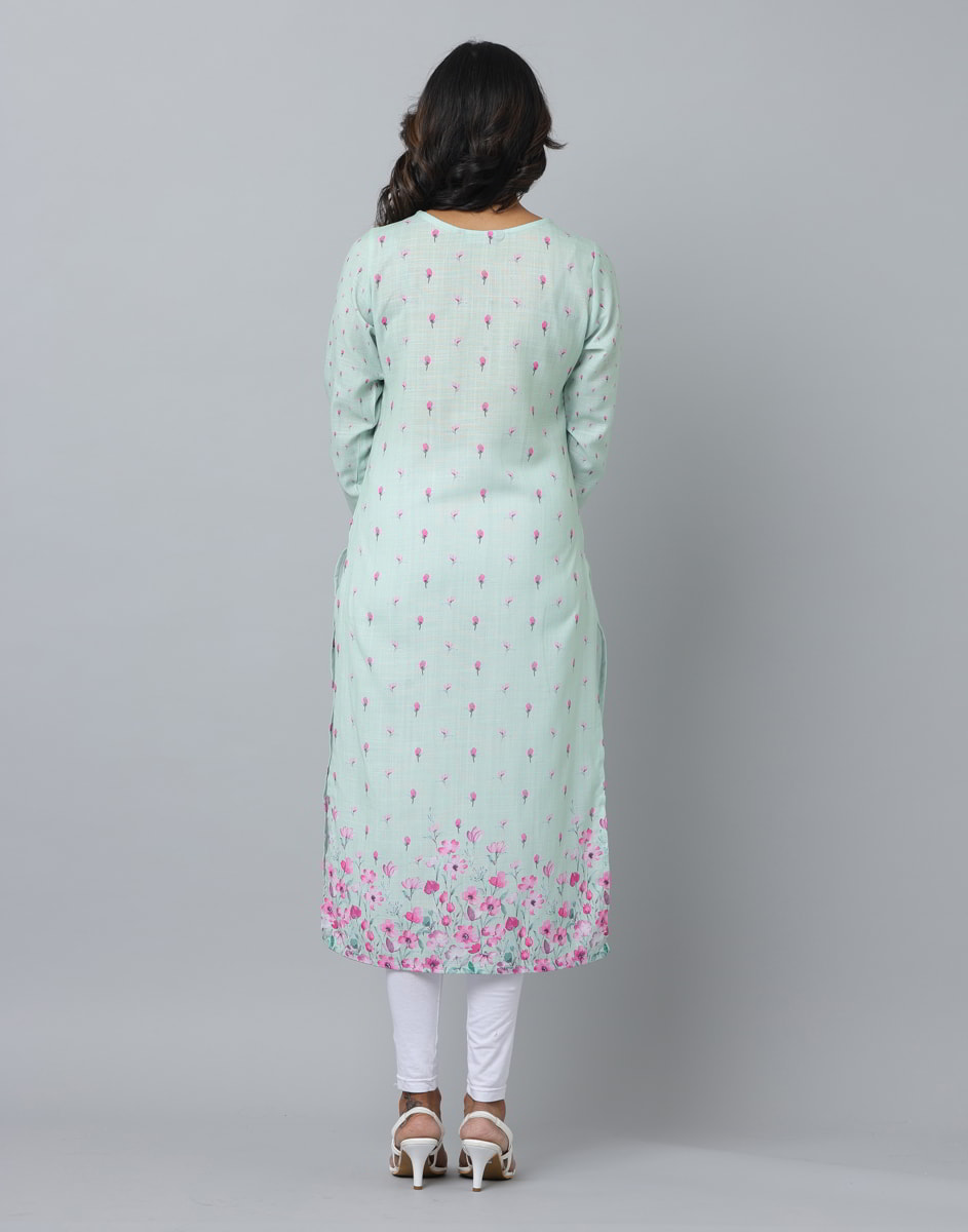 Floral Print Full Sleeve Kurta