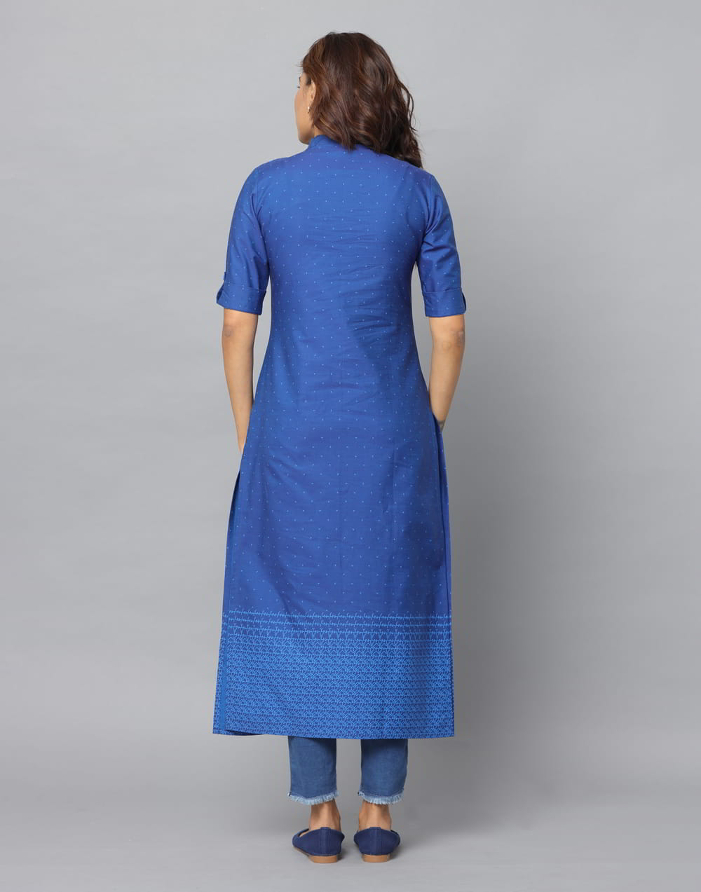 Dotted Print Slim Fit 3/4th Sleeve Kurta