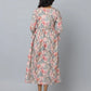 Floral Print Slim Fit Long Flared Sleeve Casual Dress