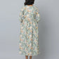 Floral Print Slim Fit Long Flared Sleeve Casual Dress