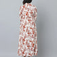 Abstract Print Loose Fit 3/4th Sleeve Dress  With Side Pockets