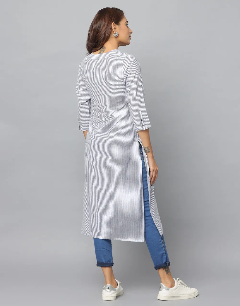 Stipe Slim Fit 3/4th Sleeve Kurta