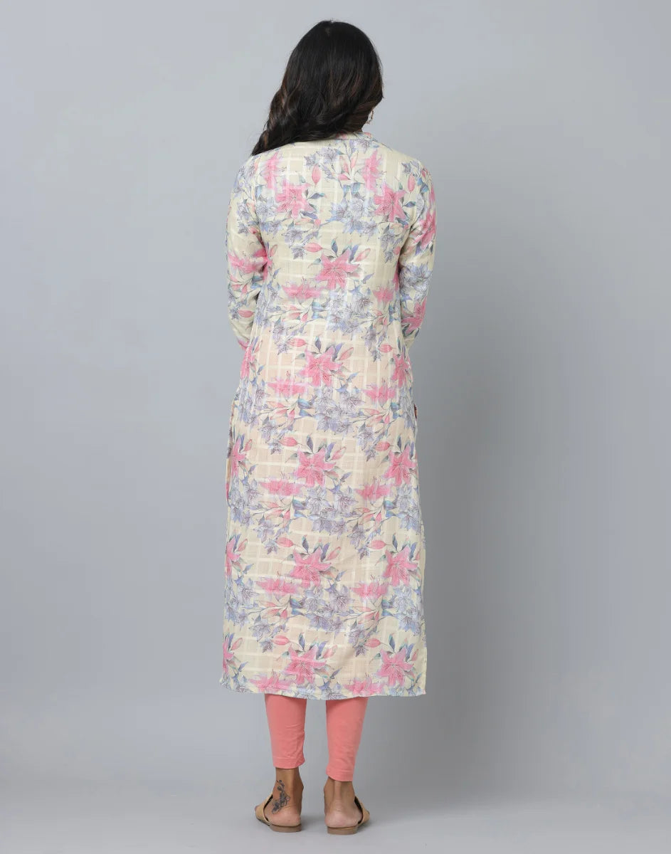 Floral Print 3/4 Sleeve Kurta