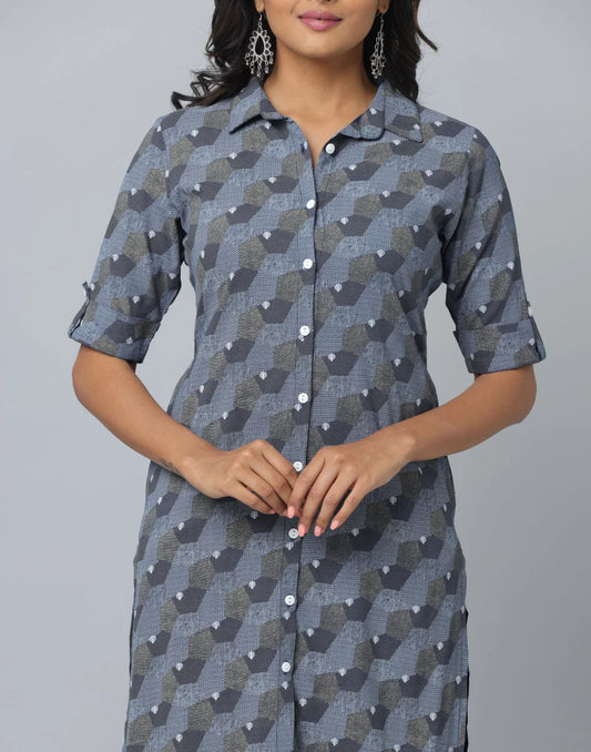 Printed Slim Fit Elbow Length Sleeve Kurta