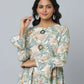 Floral Print Slim Fit Long Flared Sleeve Casual Dress