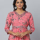 Floral Print 3/4 Sleeve Ethnic Dress