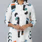 Floral Print Slim Fit 3/4th Sleeve Kurta With Side Pockets