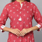 Floral Print Mandarin Collar Slim Fit 3/4th Sleeve Kurta