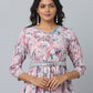 Floral Print 3/4 Sleeve Ethnic Dress