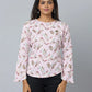 Anavarana Round Neck Floral Print Top WIth Flared with full Sleeves