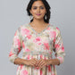 Floral Print 3/4 Sleeve Ethnic Dress